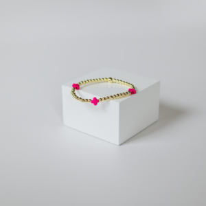 Pink 3-Square Cross , Gold