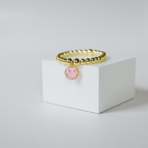 Round Pink Enamel Smiley Face