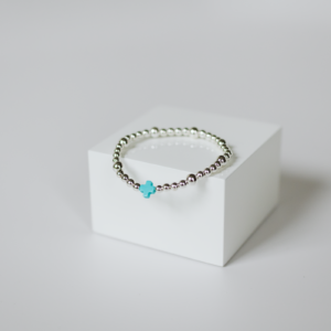 Turquoise Square Cross, Silver