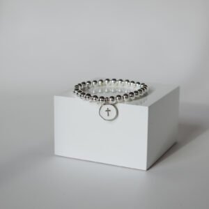 White Enamel Cross Disk Silver